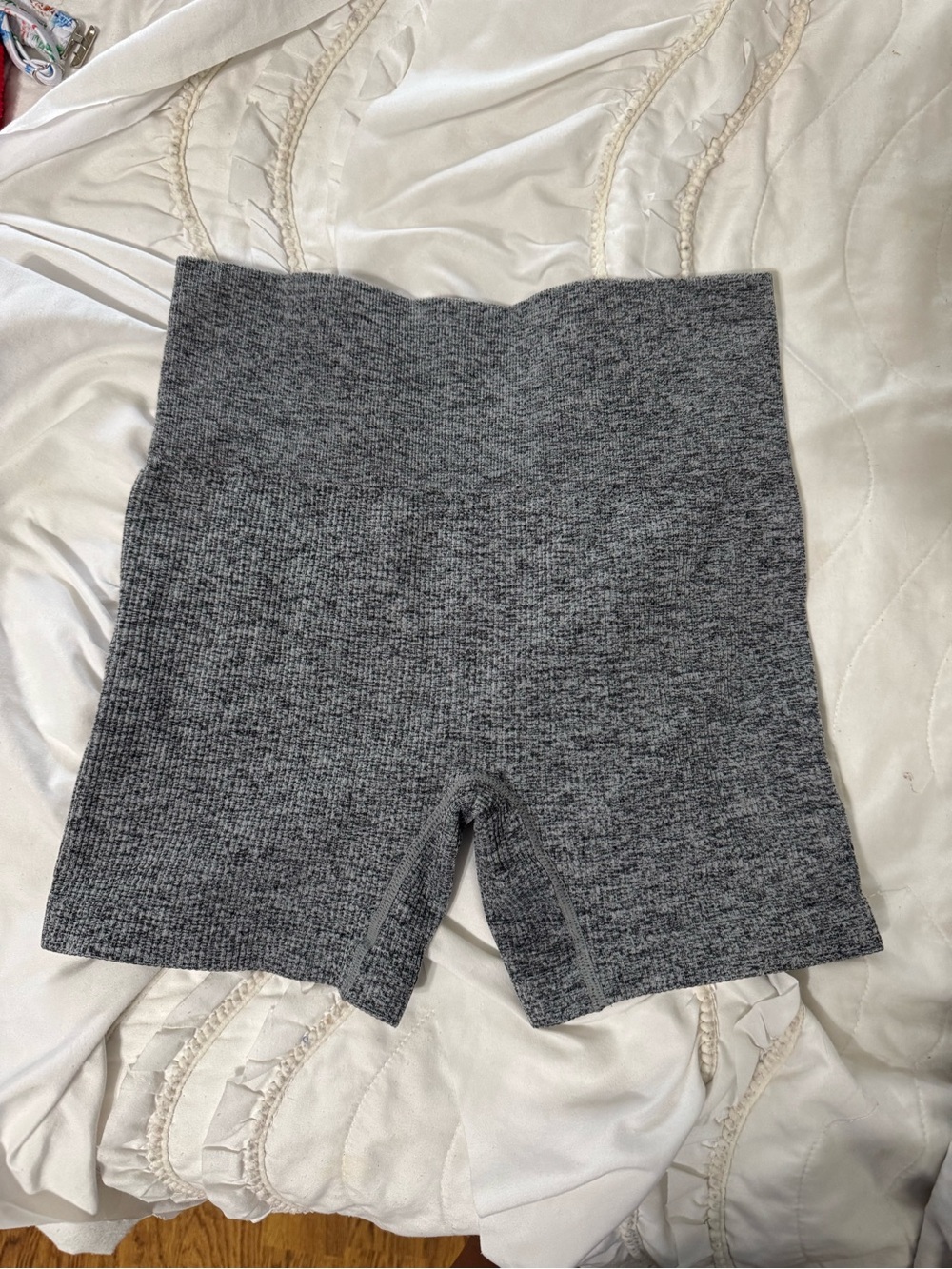 Colsie Gray Ribbed High-Waist Bike Shorts